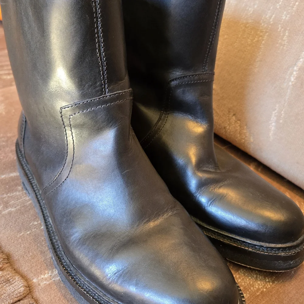 Coach Authentic Harvey Mens 7.5D Black Leather Shearling Lined  Ankle Boots